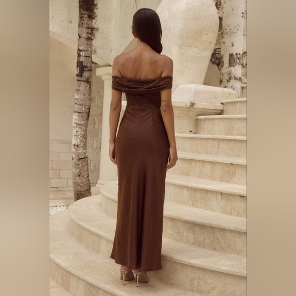 Runaway Amorea Laced Midi Dress Espresso Sz Xs - Picture 1 of 12